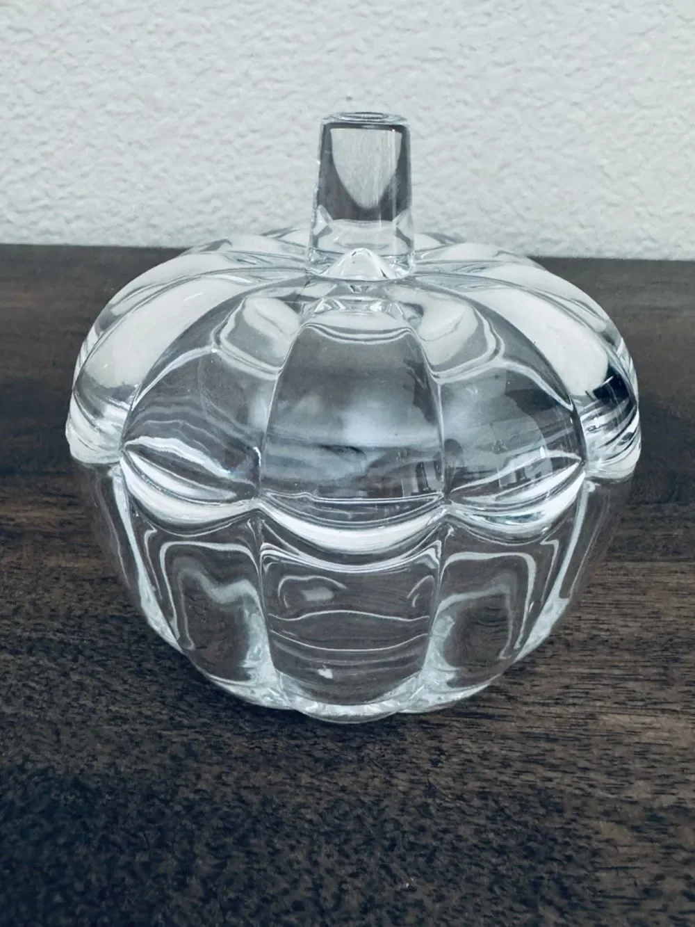 Pumpkin Crystal Glass Lidded Candy Jar Decor